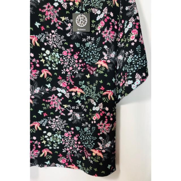 Plus Womens Bobeau Double Ruffle Blouse Black 3X - Picture 4 of 8